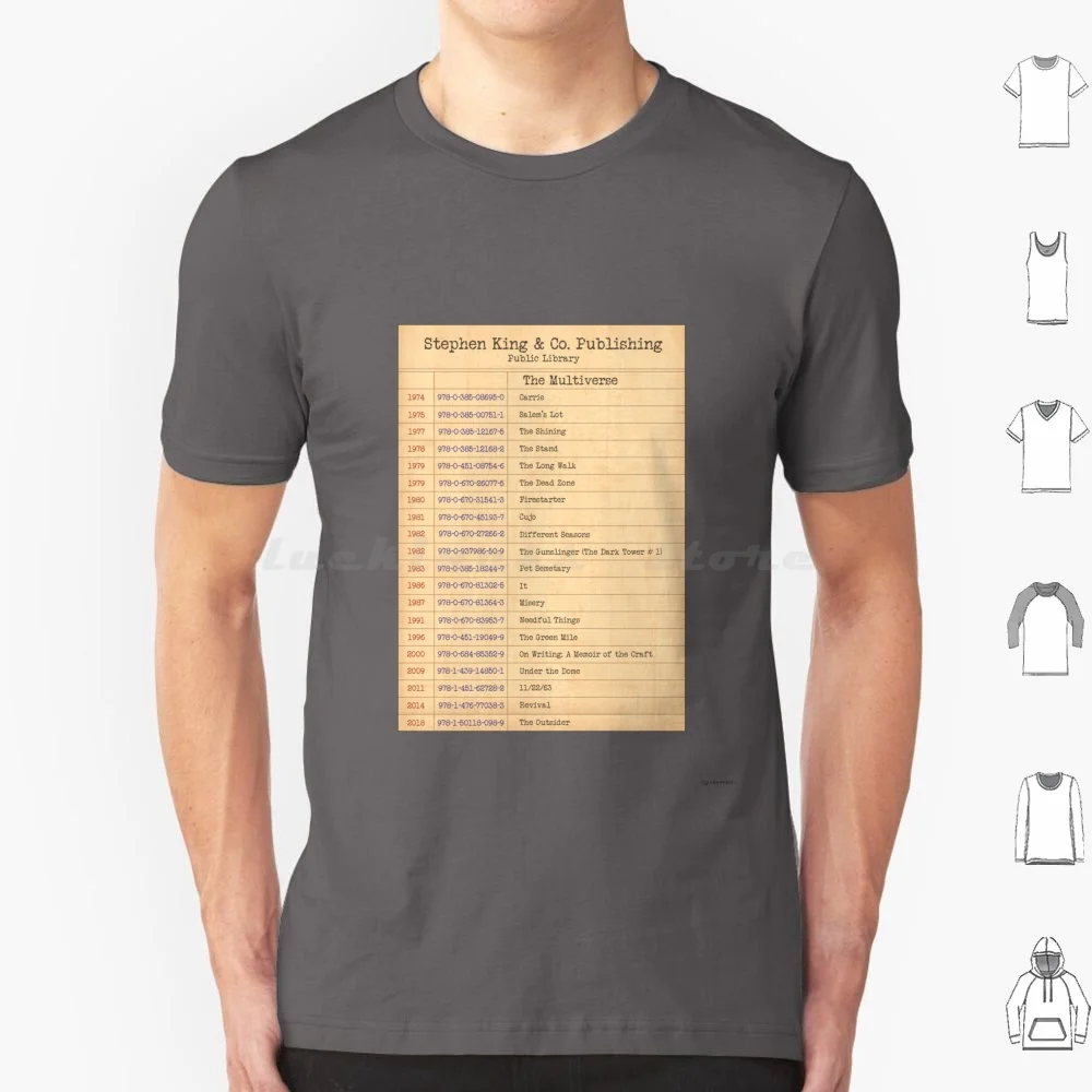 Stephen King Publishing Library Card T Shirt Big Size 100% Cotton Stephen King Horror Carrie Salems Lot Night Shift The Stand