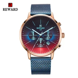 REWARD Premi moda uomo orologi da polso orologi da lavoro di lusso data cronografo Sport impermeabili orologi da polso da uomo in cristallo