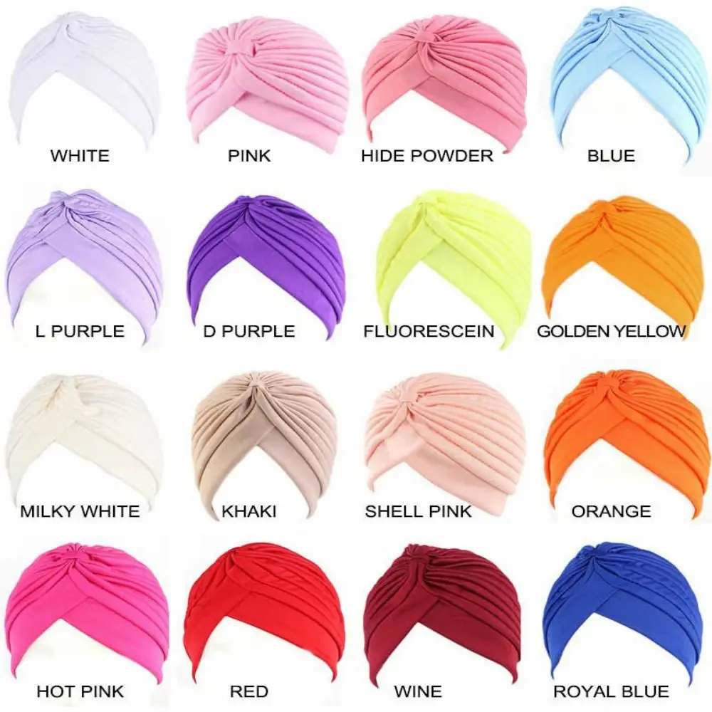 Warmer Tube Beanies Headwrap Sleep Caps Pure Color Turban Cotton Hat Bandana Chemotherapy Hat Kids National Wind
