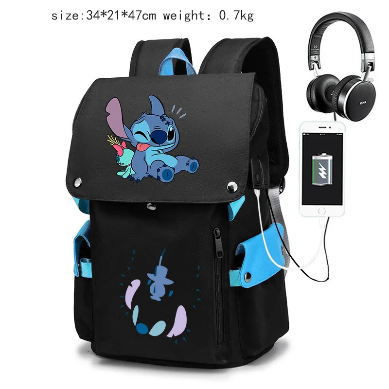 Imagem -06 - Disney Stitch Cartoon Schoolbag Mochila Estudantil de Grande Capacidade Estudante do Ensino Médio Estilo Coreano Estrela