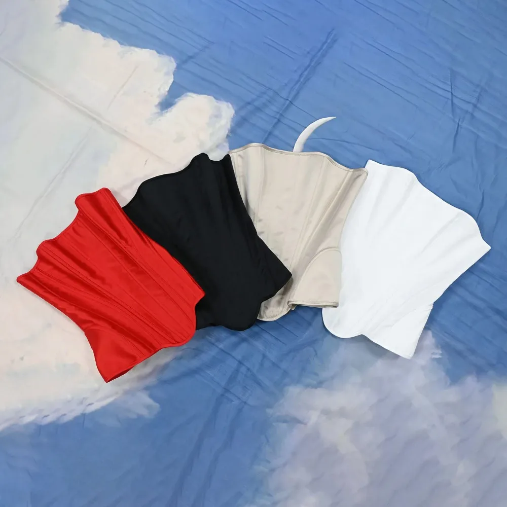 

Женский роскошный корсет-бюстье с завышенной талией без бретелек, винтажный лиф на шнуровке со стальными костями, формирующие топы, свадебные укороченные топы