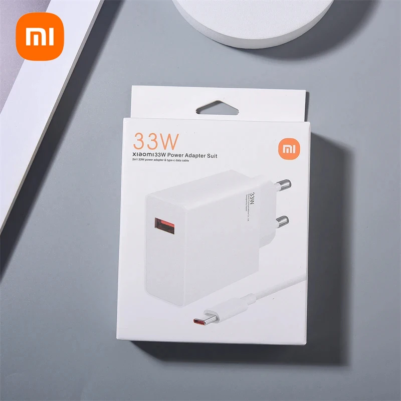 Xiaomi 33W Charger EU/US Fast Turbo Charge Wall Adapter For Mi 10 11 Redmi K50 K40 Pro Note11 Pro Max Poco +6A Type C Cable