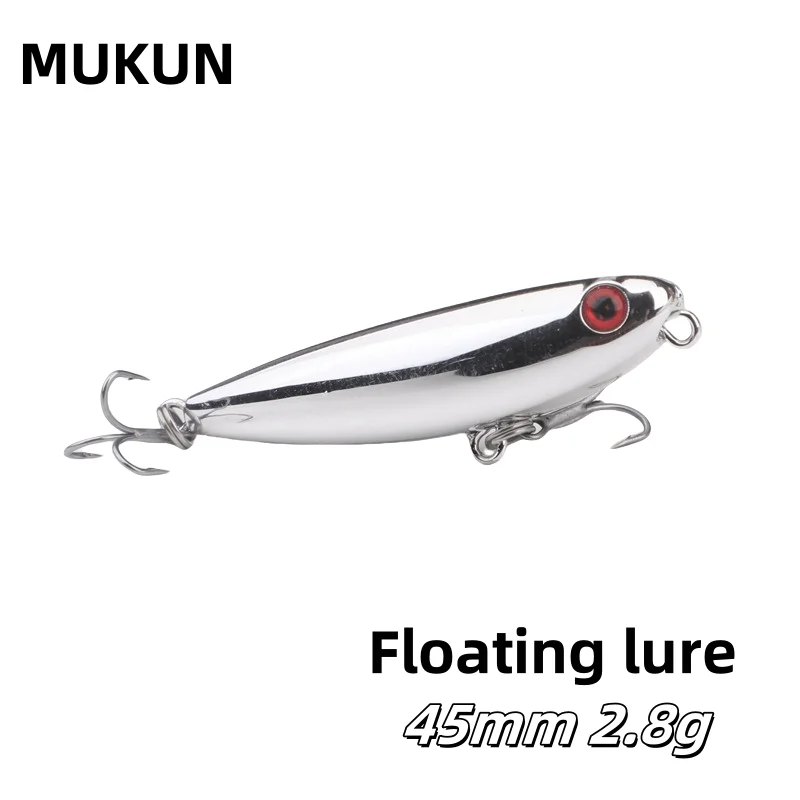 MUKUN Fishing Topwater Lure Surface Walk The Dog Bass Pike Sparrow Wobbler Stick Bait  Floating Pencil Walker 45mm 2.8g