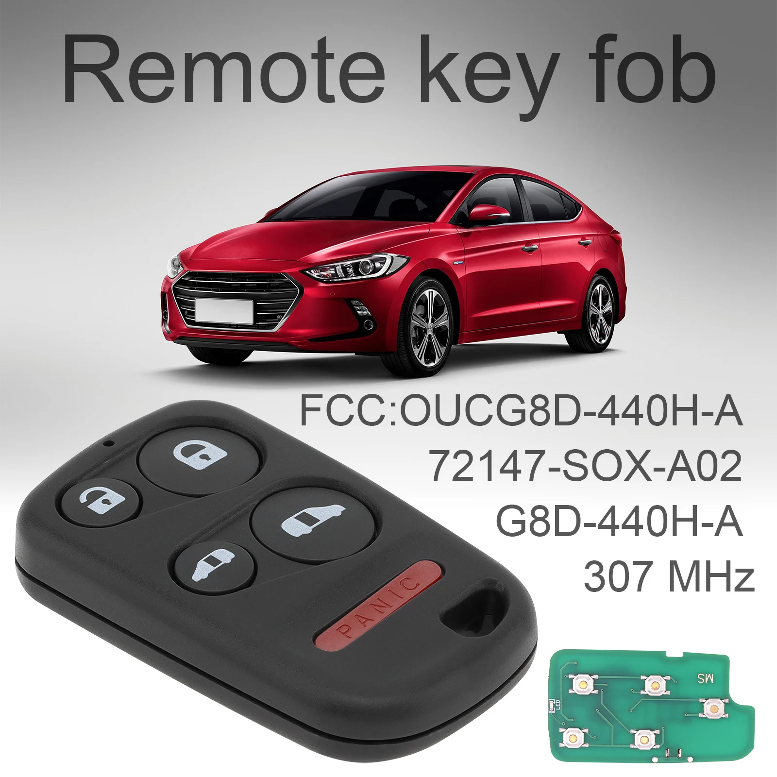 

5 Buttons 307MHz Keyless Remote Key Fob with ID46 Chip OUCG8D-440H-A / G8D-440H-A / 72147-S0X-A02 for 2001- 2004 Honda Odyssey