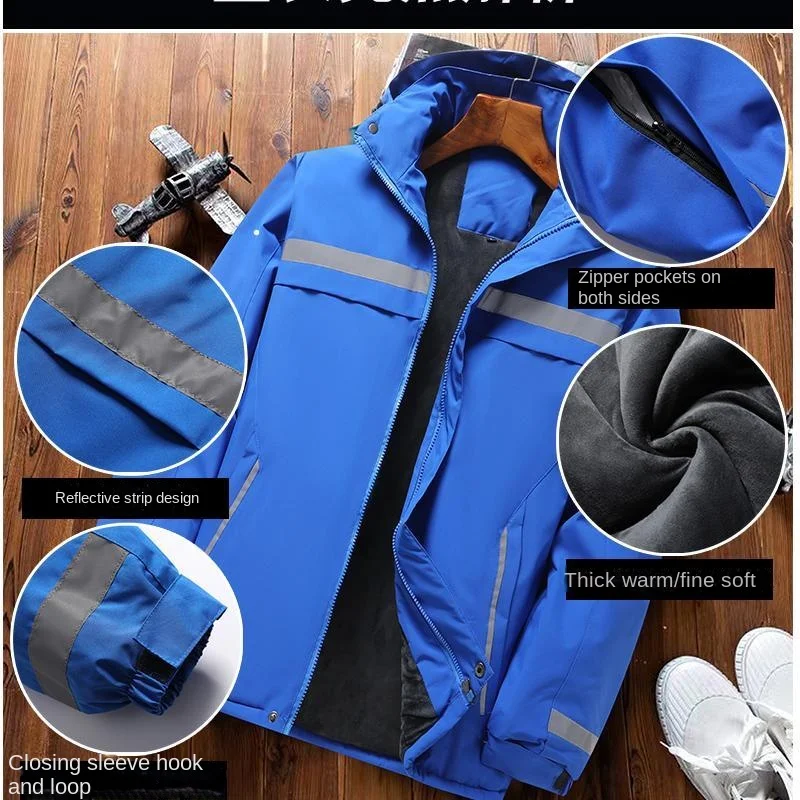 New outdoor work clothes, men's cotton jacket, thickened, warm, cold resistant, wear-resistant, advertising uniform (L-7XL)