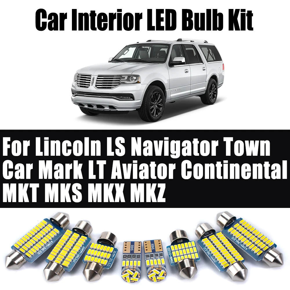 

For Lincoln LS Navigator Town Car Mark LT Aviator Continental MKT MKS MKX MKZ Car Trunk Bulbs LED Interior Map Dome Light Kit