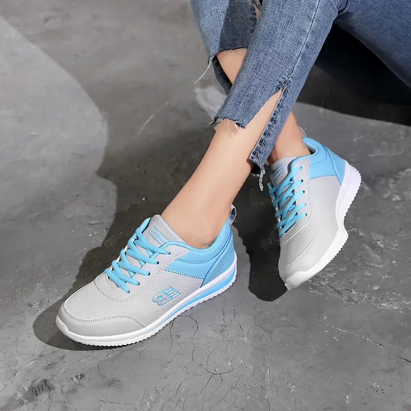 Women\'s Casual Breathable Mesh Running Shoes Women Autumn Fashion Leather Waterproof Sports Shoes Trainers Non-slip Tennis Shoes