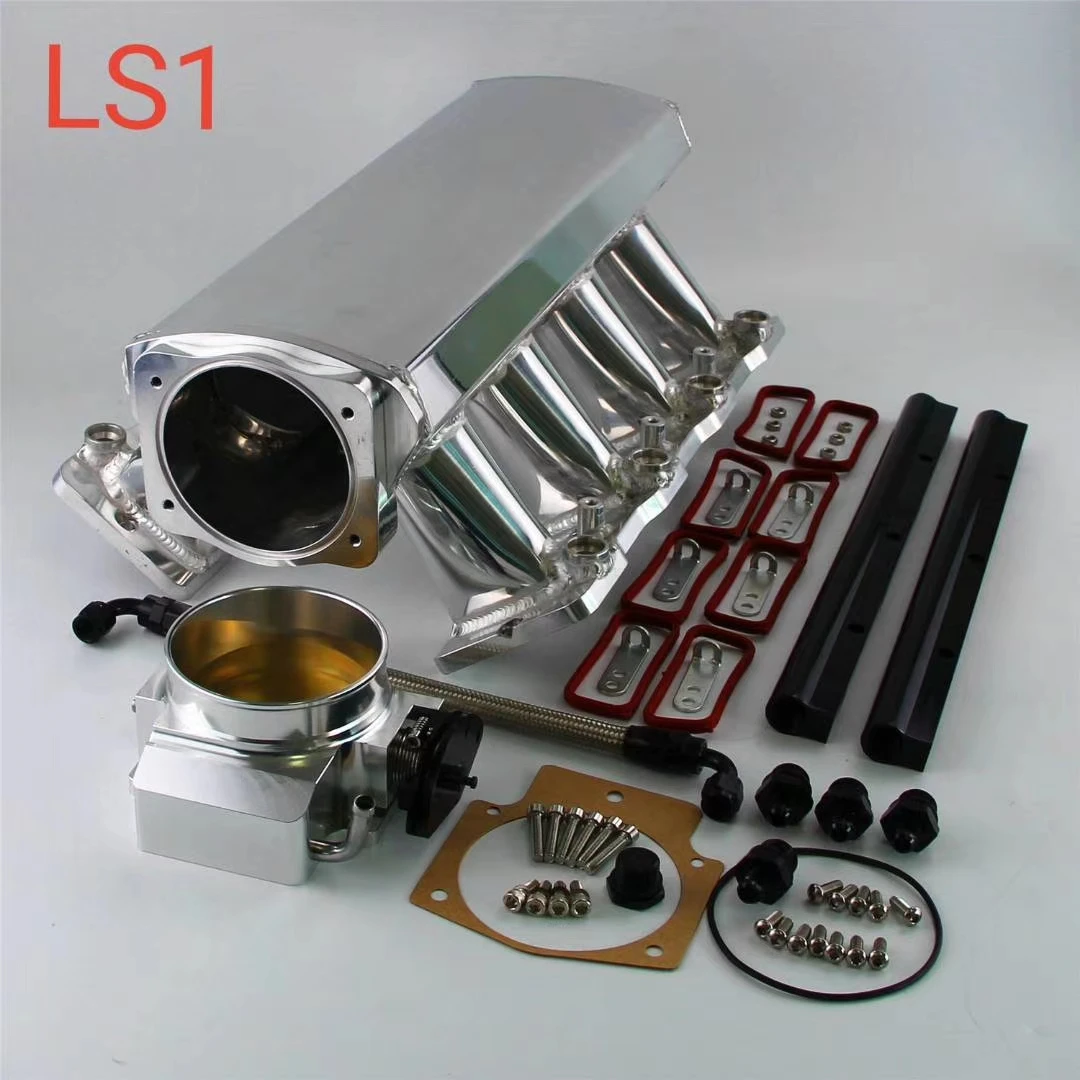 

Black Silver 92MM 102MM Fabricated Intake Manifold For LS LS1 LS2 LS6 Intake Manifold With Fuel Rail Kit