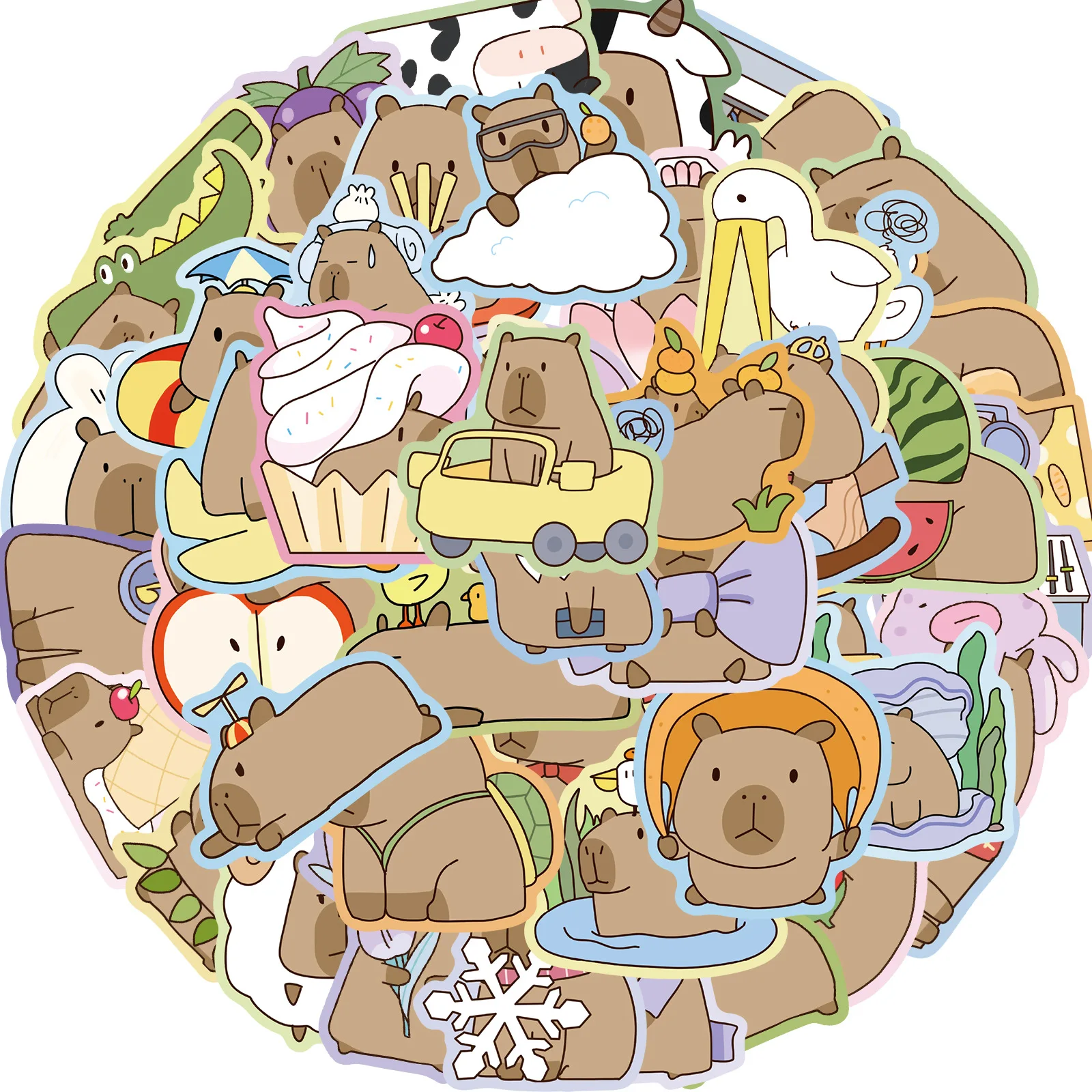 

50PCS Cartoon Cute Animal Capibala Funny Graffiti Stickers Creative DIY Decoration Refrigerator Stationery Box Desk Decal Toy