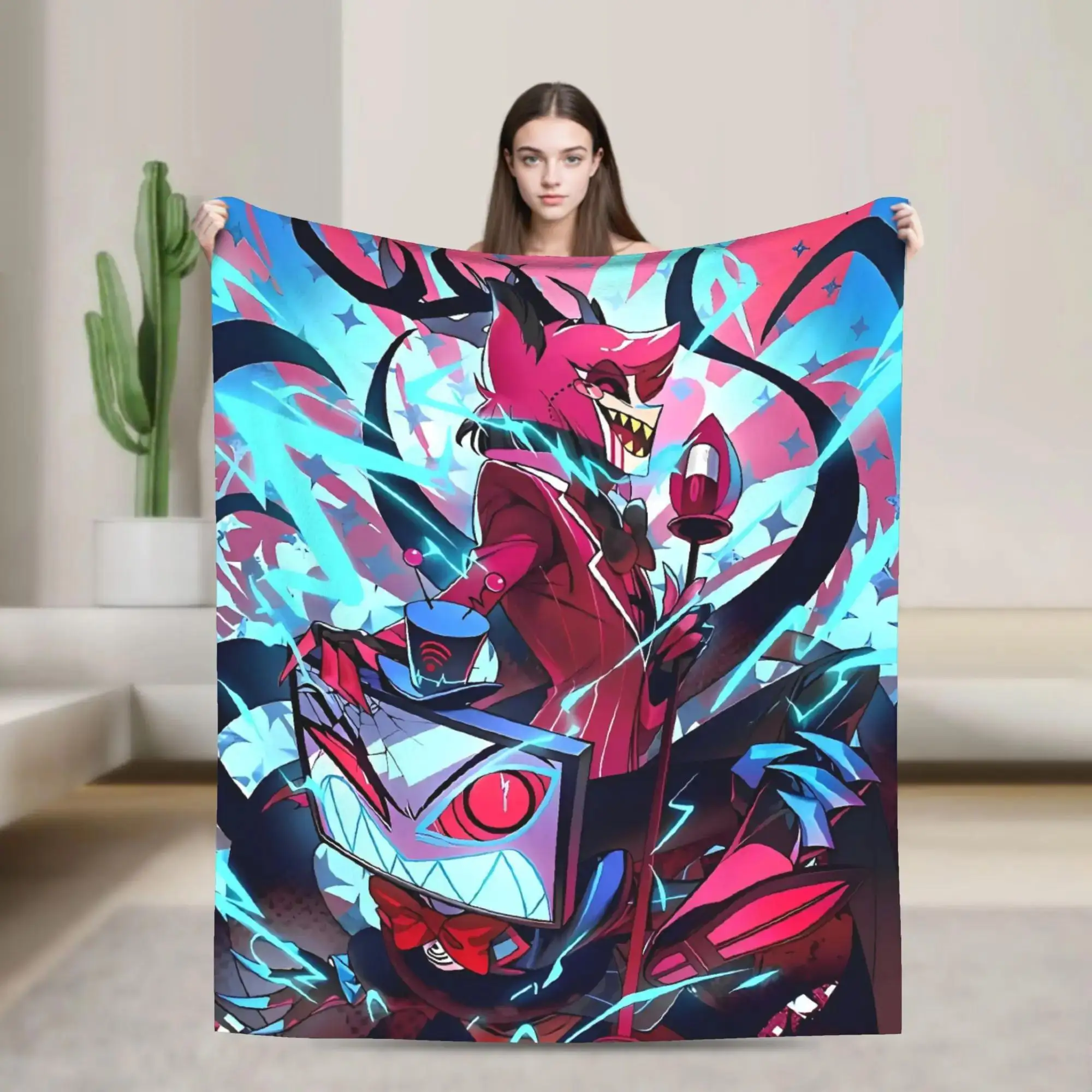 Manta de Franela VOX H Hazbin Hotel Alastor para Sofá o Silla, Suave y Cálida, Cubrecama Personalizada