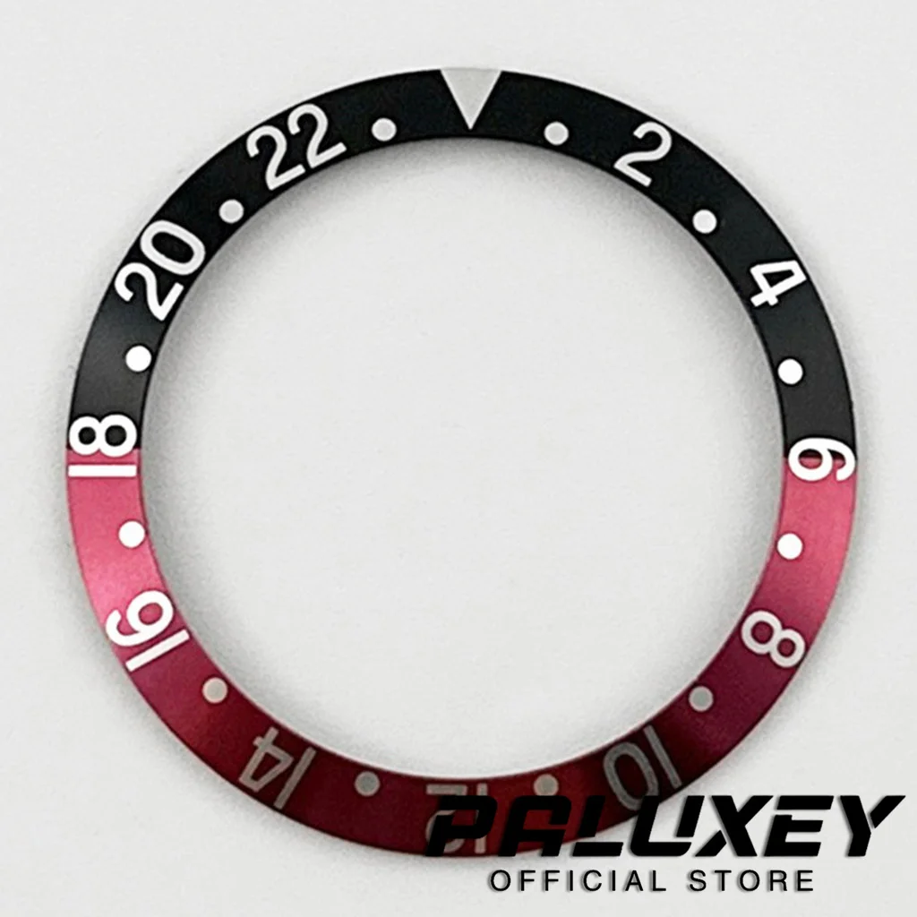 Schräge Form, 38 mm x 30,6 mm, hochwertige Taucher-Lünetteneinlage aus Keramik/Aluminium, 1 Stück, für NH35 NH34 NH36 GMT Automatikuhren-Lünette