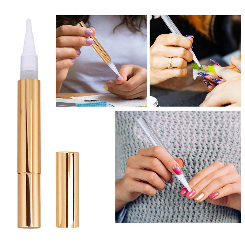 3ml Cuticle Oil Container With Brush Lip Balm Tube Empty Twist Pens Nail Nutrient Oil Tube Make Up Tool Accessory Nail Brush 1PC