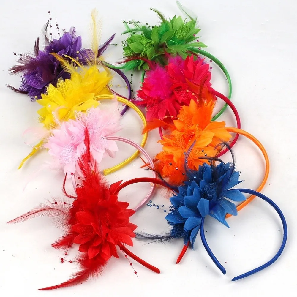 Feather Decoration Feather Flower Headband Floral Design Stylish Accessory Feather Hair Accessory Retro Style Bridal Headpiece