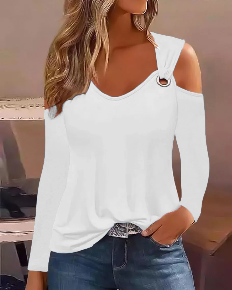 Damebluse med trykk og bare skuldre - usage example