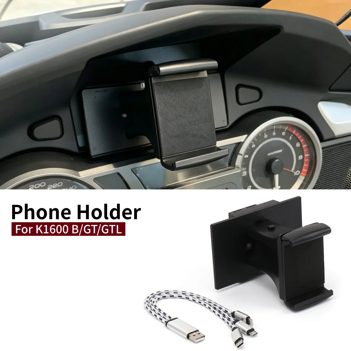 

Motorcycle Dashboard Phone Holder Mount with USB Charger GPS Navigation Bracket For BMW K1600B K1600GT K1600GTL K 1600 B GT GTL