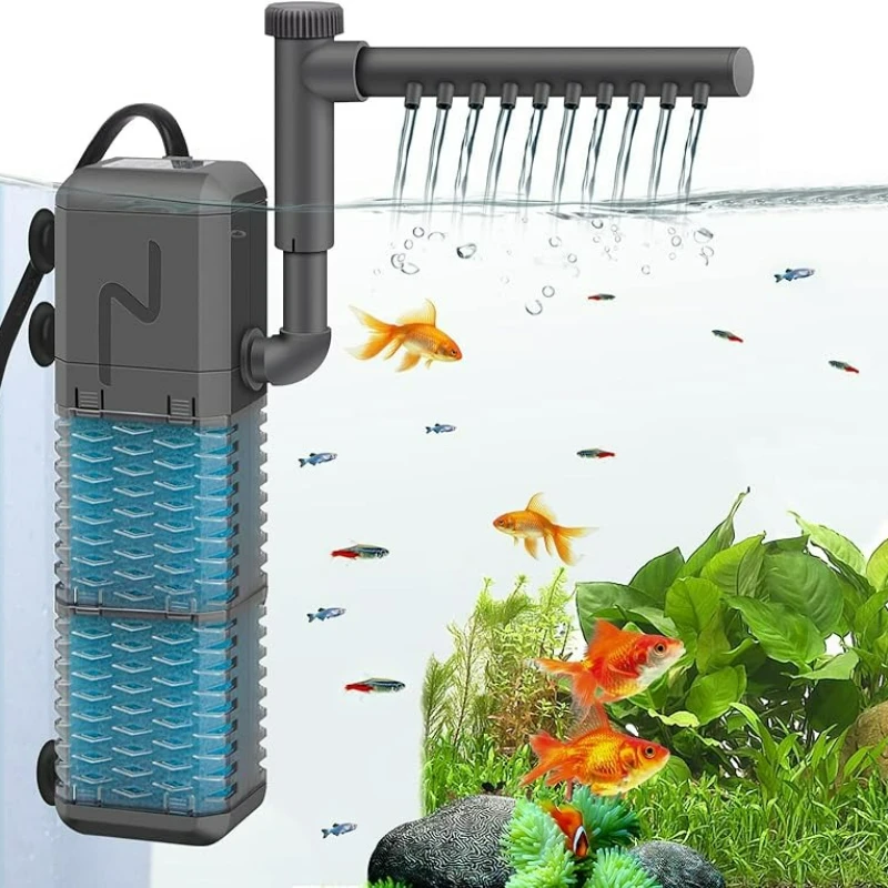 3-IN-1 Silent Aquarium Interne Filterpumpe Wave-Maker Tauchfilter für Aquarien Luftsauerstoffbelüfter für Salzwasser und Süßwasser