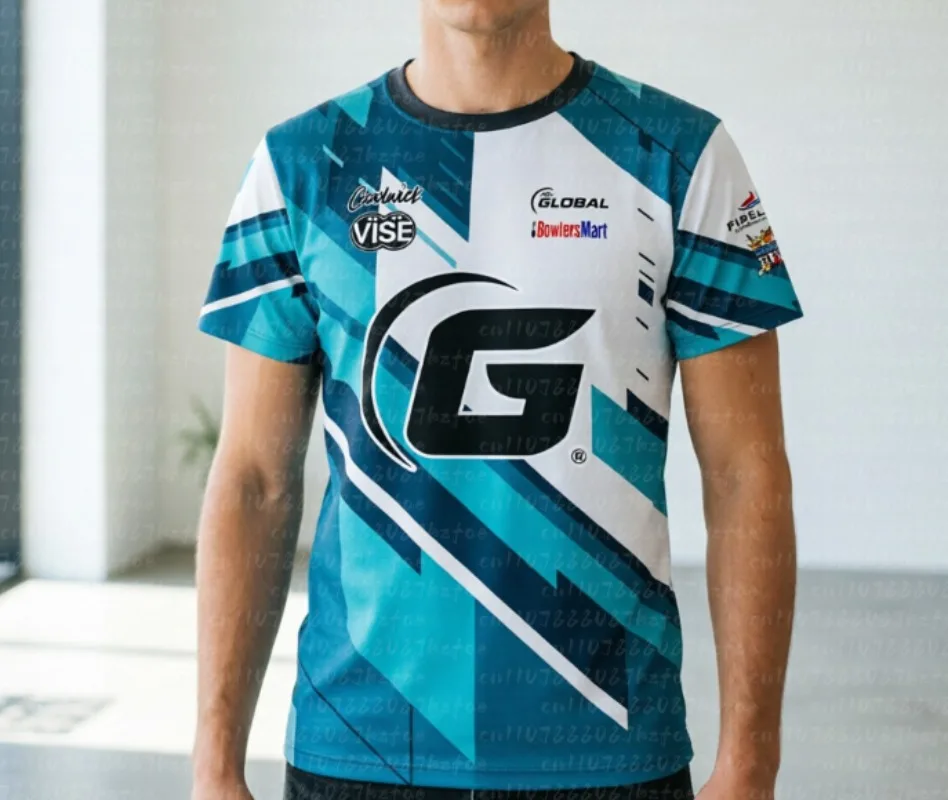 Family Matching Coolwick 900 Global Bowling Jersey Black Purple Geometric Print Short Sleeve Performance Shirt
