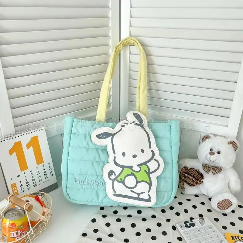 Kawaii Sanrio Keroppi Pochacco Hello Kitty trójwymiarowa torba puchowa torba na ramię o dużej pojemności dziewczyna torba materiałowa prezent urodzinowy