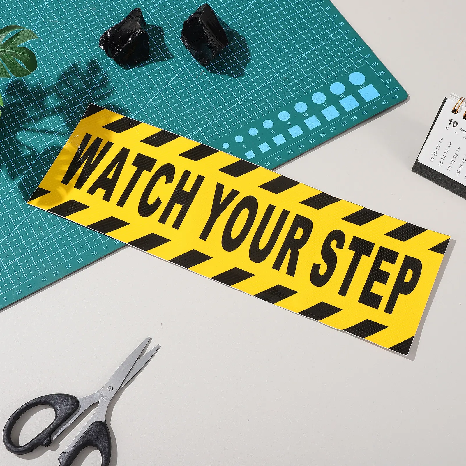 4Pcs Anti-Slip Watch Your Step Sticker Heavy-Duty PVC Floor Safety Tape Slip-Resistant Stair Tread Warning Label for Schools
