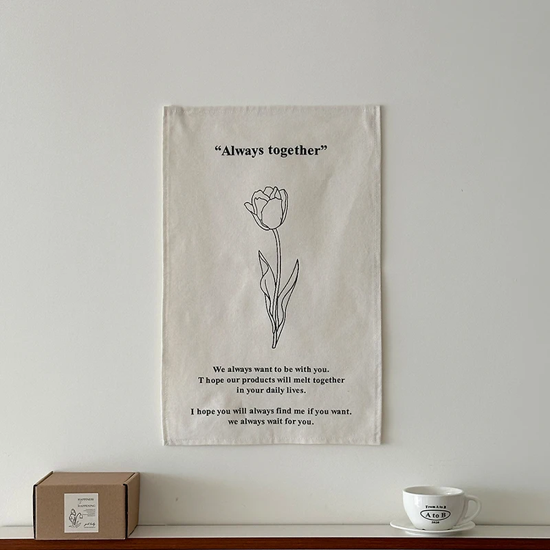 

Cutelife Nordic Ins Cloth Flower Wall Hanging Tapestry Fabric Hand-drawn Macrame Wall Tapestry Napkin Dorm Apartment Decoration