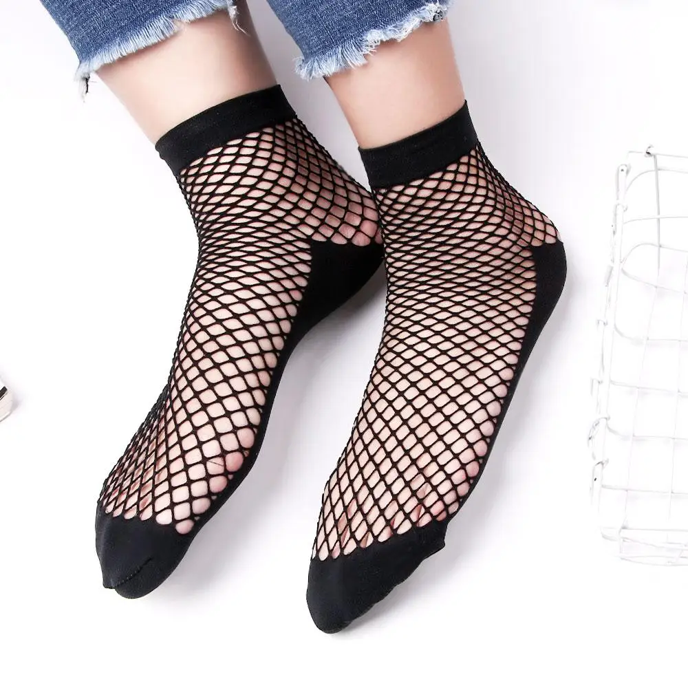 

Ruffle Solid Color Women Lace Breathable Hollow Out Ankle Socks Mesh Net Socks Fishnet Socks Short Socks