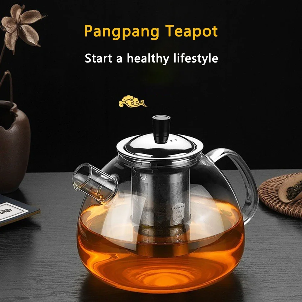 800ML/1500ML Tea Pot Infuser Glass Teapot Brewing Kettle Heat Resistant Coffee Chinese Puer Tea Teaware With Steel Strainer 티팟