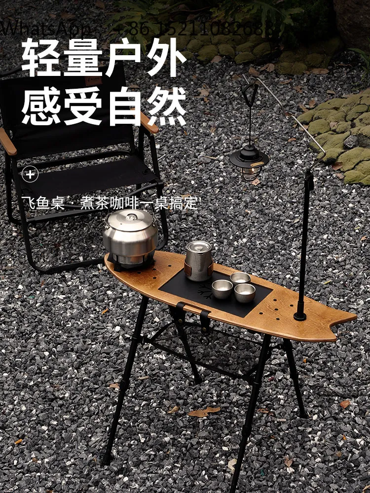 LLY outdoor camping table travel small portable multi-functional integrated tea table with stove lift folding table
