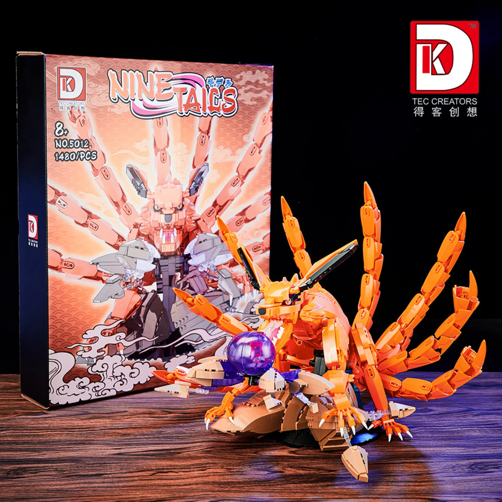 DK5012 1480PCS Orange Tailed Beast Famous Anime Film Character Small Particle Building Blocks Collectible Model Toy Gift Set