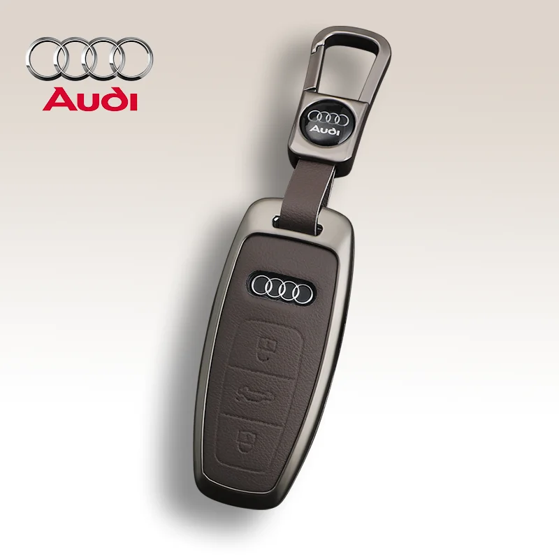 

Metal Leather Car Key Case Cover Shell For Audi Q8 RSQ8 A6 C8 S6 RS6 A7 S7 RS7 A3 8Y A8 D5 4N RS E-tron GT Q4 Q7 4M Accessories