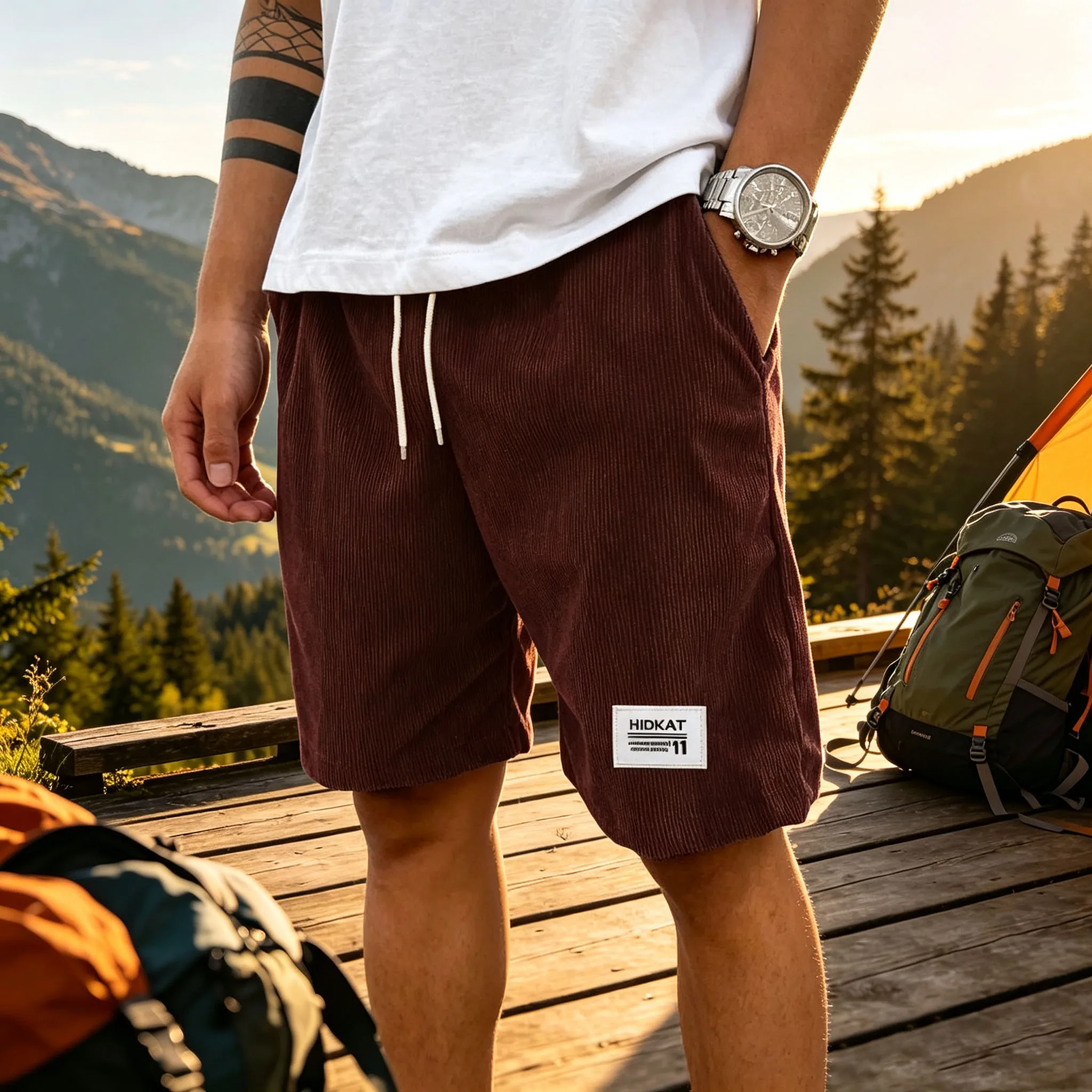 Freizeit-Sportshorts - Lockerer Stretch-Bund mit Kordelzug, atmungsaktive, schnelltrocknende Hose - Denim-Shorts - Erhältlich in mehreren Farben – Detail 10