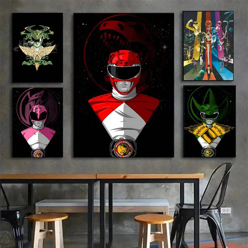 A-أنيمي باور رينجرز المشارك قماش اللوحة المشارك مع يطبع غرفة نوم المنزل غرفة المعيشة الديكور هدية