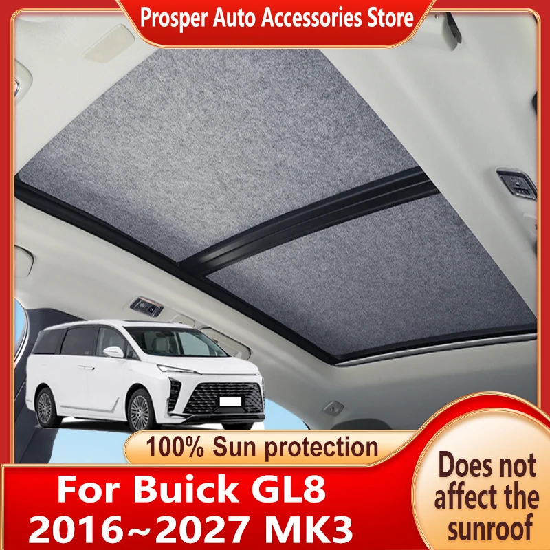Car Panoramic Sunroof Insulation Roof Visor For Buick GL8 ES 2016~2027 26 Electrostatic Adsorption Sky Curtain Sunshade Anti-UV