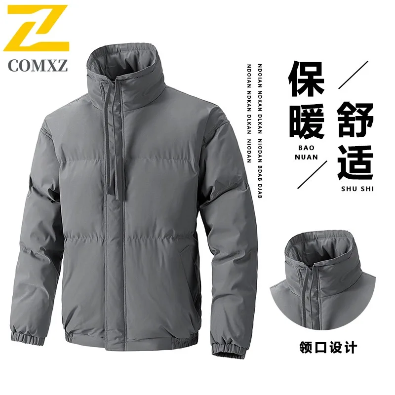

COMXZ Мужская зимняя куртка, толстая свободная легкая ветрозащитная куртка для пешего туризма и покупок, уличная гламурная хлопковая стеганая куртка