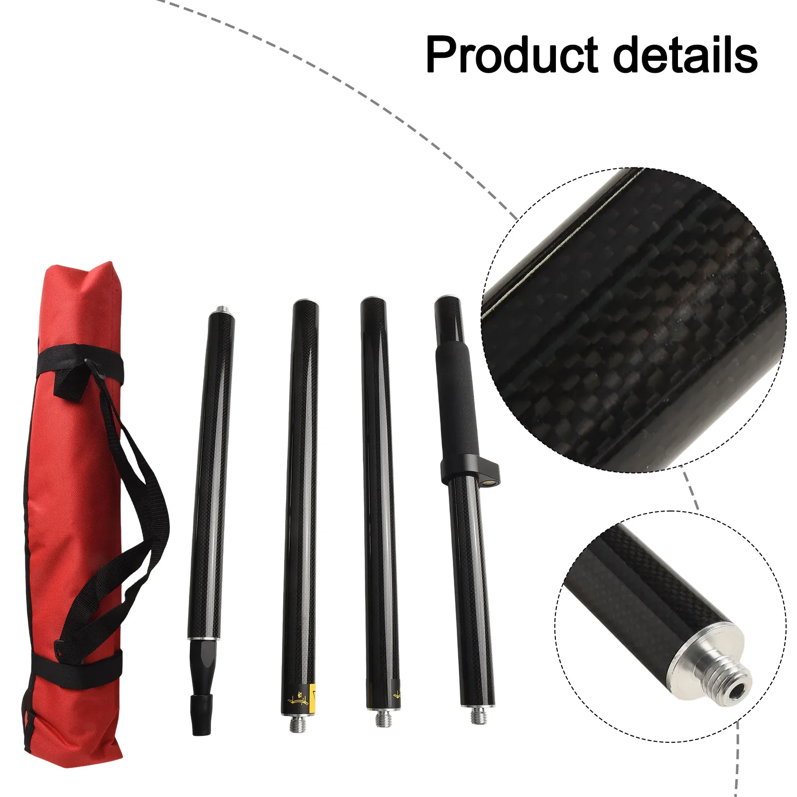 4 ชิ้นวัดและ Mapping Rod Urvey เสา 1.8 เมตรความยาวเสา GPS คาร์บอนไฟเบอร์ Centering Rod Rod GPS Carbon Rod GNSS การสํารวจ