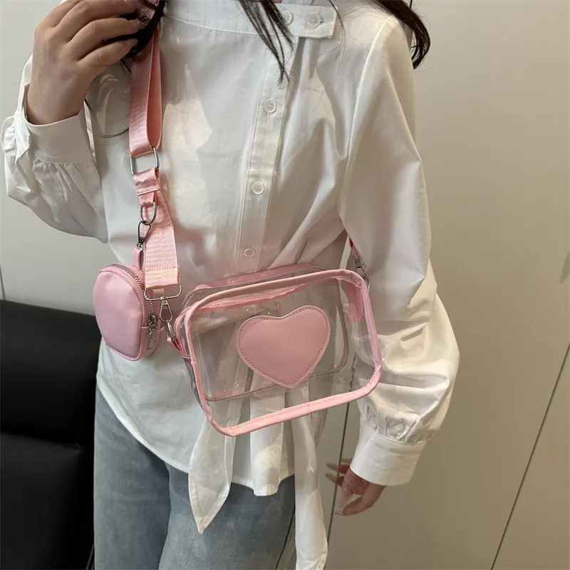 

Transparent Jelly Bags for Women 2026 Spring New Versatile PVC Crossbody Bag Casual Zipper Rectangle Mother and Child Bag
