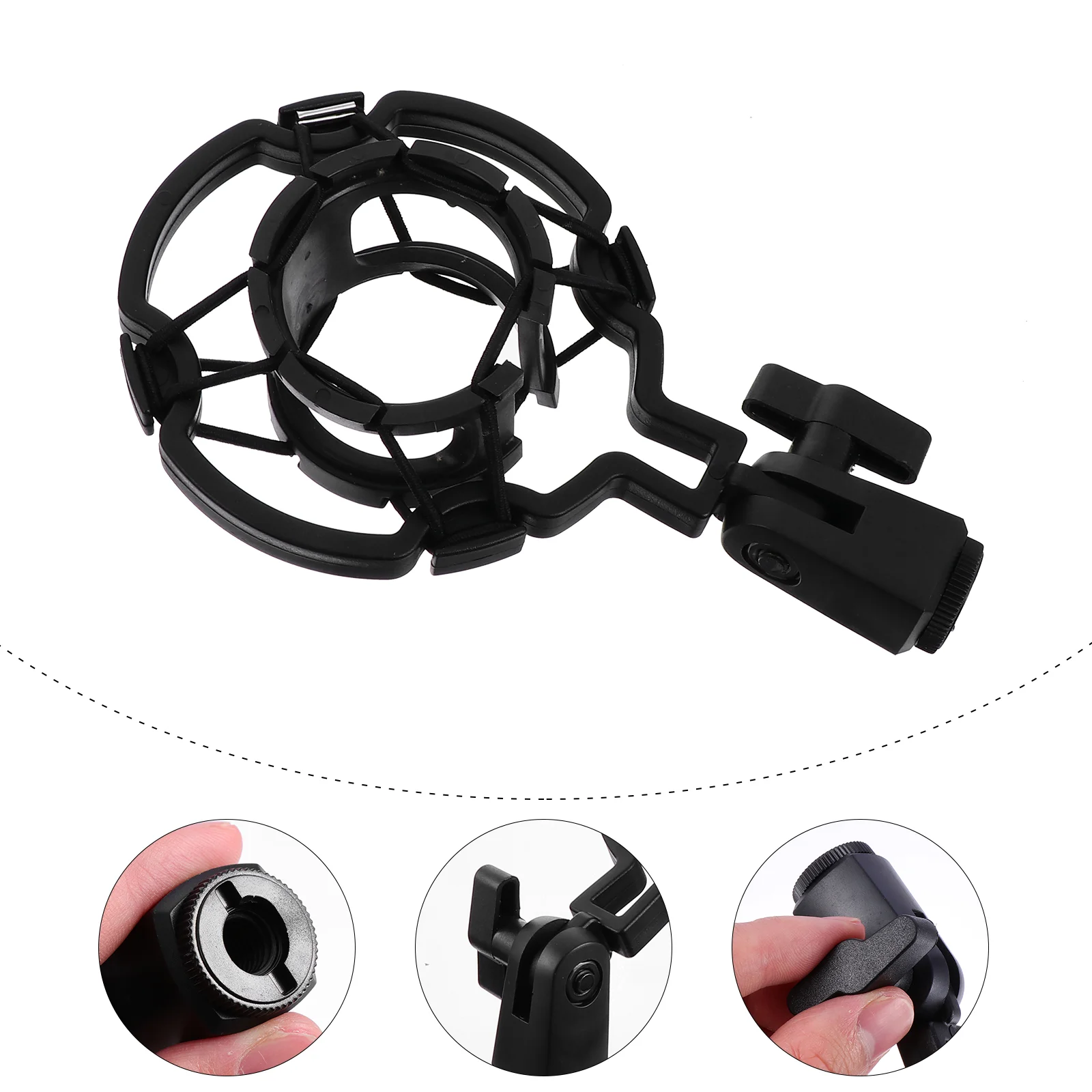 

Microphones Shock Mount Anti-Vibration Suspension Clip Holder Desktop Black Universal Shockmount for