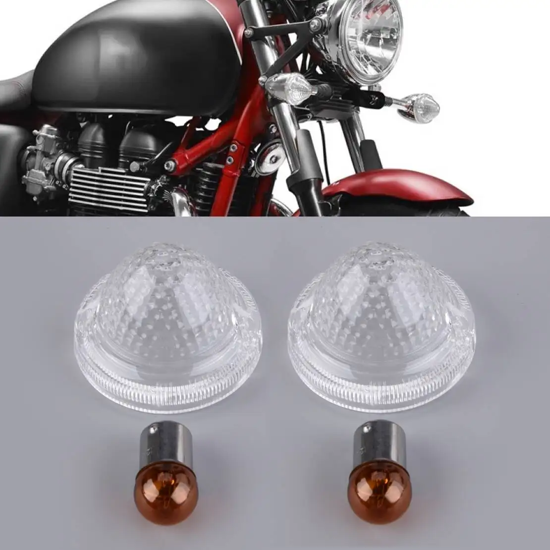 T2700445 T2700032 Clear Turn Signal Light Blinker Lens Lamp Cover Indicators w/blubs fit for Bonneville 900 800 T100 865 EFI 790