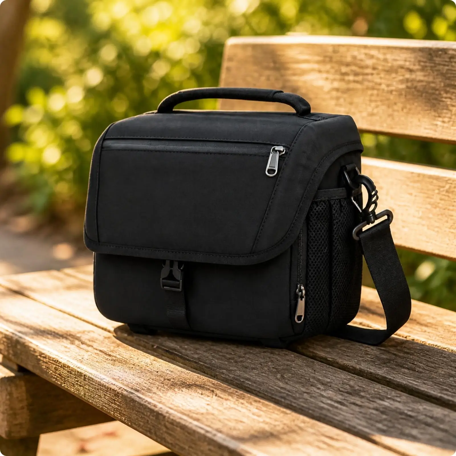 Canvas Camera Shoulder Bag Water-Resistant Camera Bag with Removable Dividers Padded Anti-Theft for Photographers