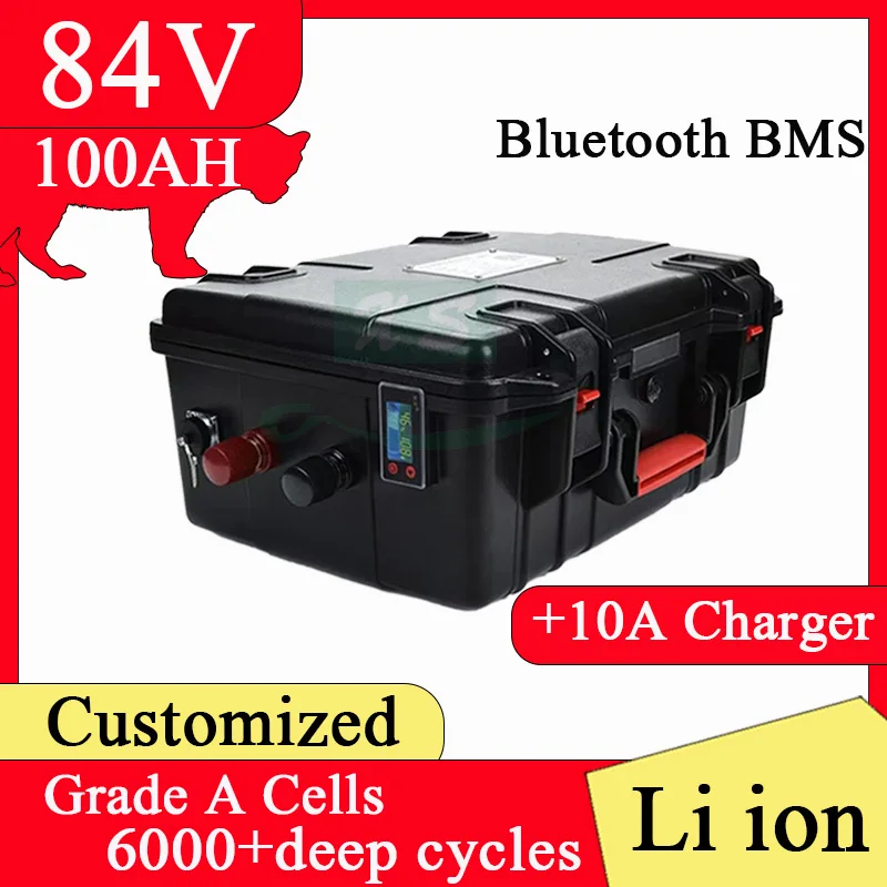 

Batterie li-ion 84V 100Ah 85.1V 100Ah 100A BMS, pour alimentation électrique 8400W Sicile EV, pour camping-car, nettoyeur de sol