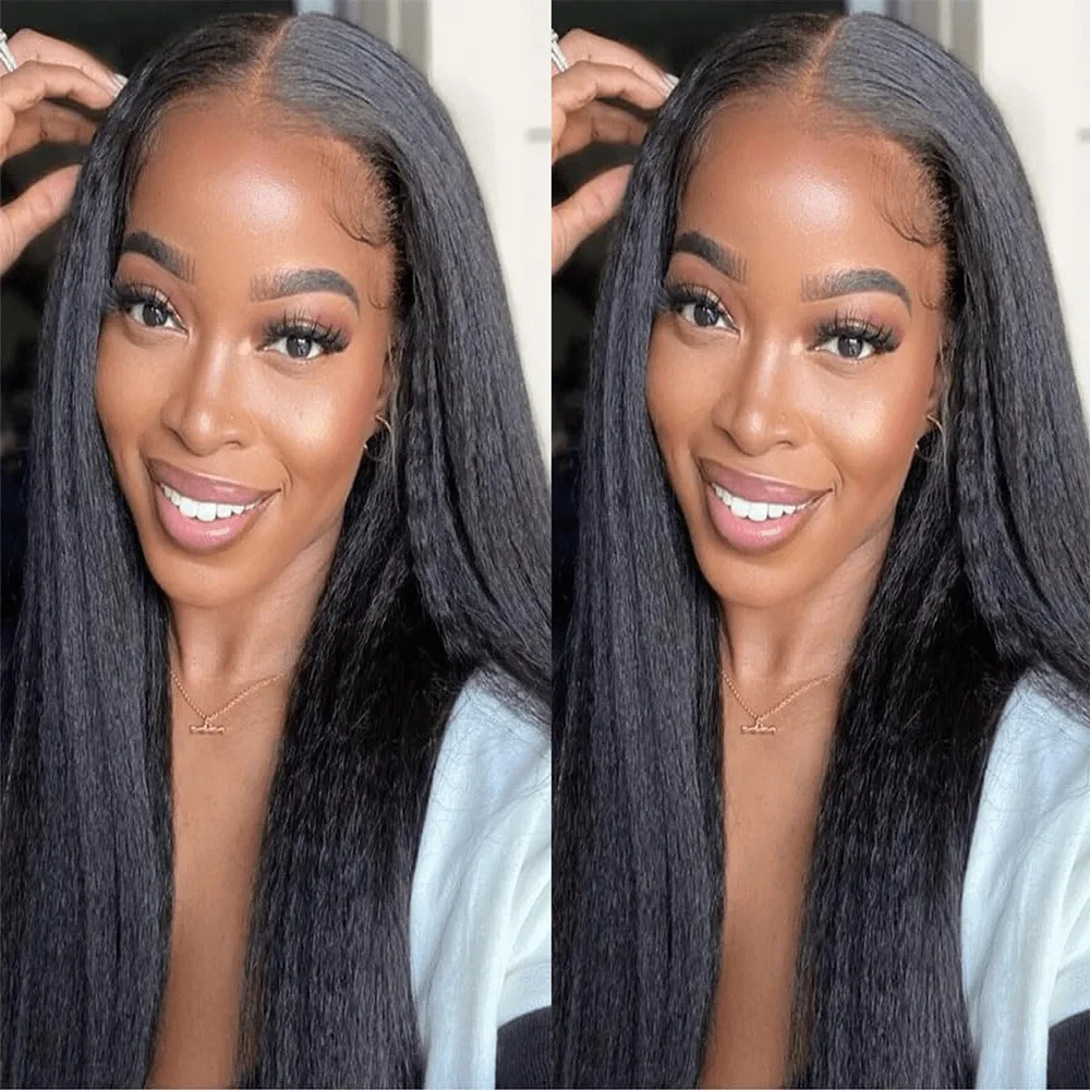 Peluca frontal de encaje HD 13x4, cabello humano virgen predespuntado, liso, 13x4, 200% de densidad