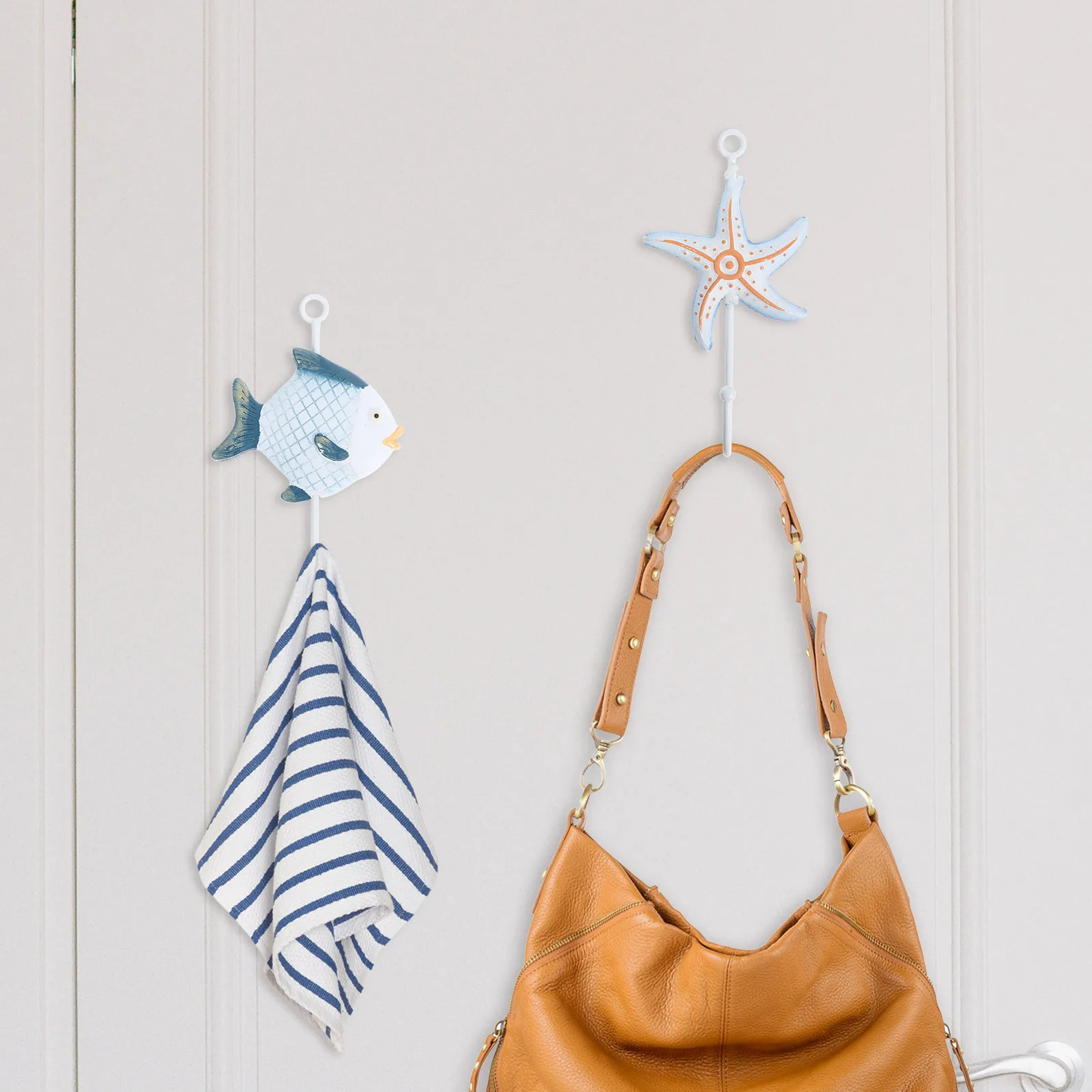 

5pcs Mediterranean Style Shower Curtain Hooks Rust Resistant Decorative Pothook Clasp Hanger For Bathroom Bedroom Living Room