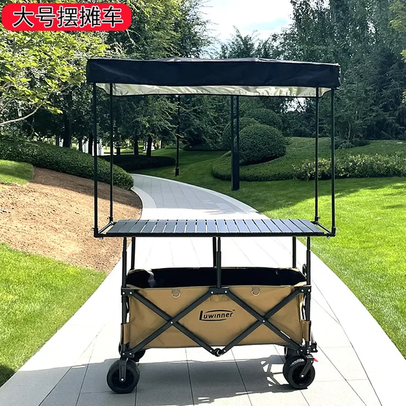 Trendy Mobile Food Cart with Large Table and Awning Multi Function Snack Stall for Night Market Camping Street Vendor Use