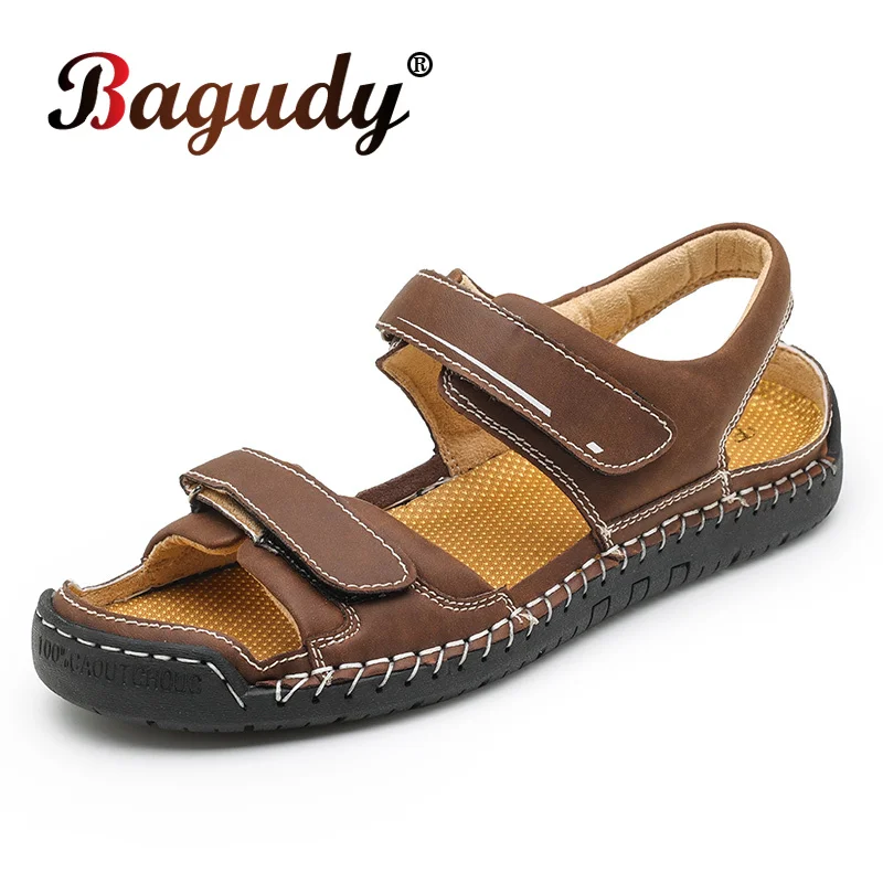 

New Classic Mens Sandals Summer Soft Leather Beach Sandals Men Outdoor Casual Lightweight Sandal Fashion Men Shoes Size 38-48