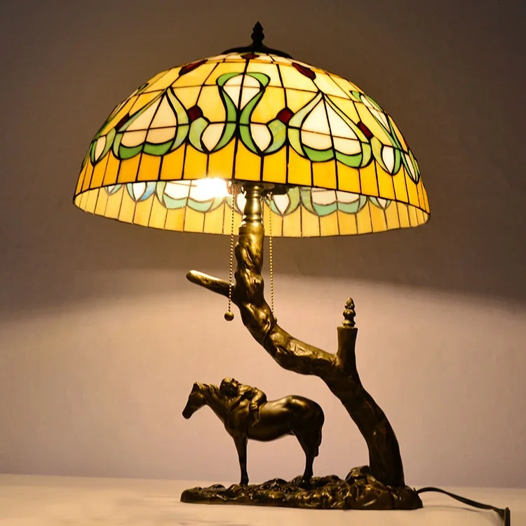 

Style Double Head Coffee Table Lamp with 20" Diameter Heart Pattern Stained Glass Lampshade