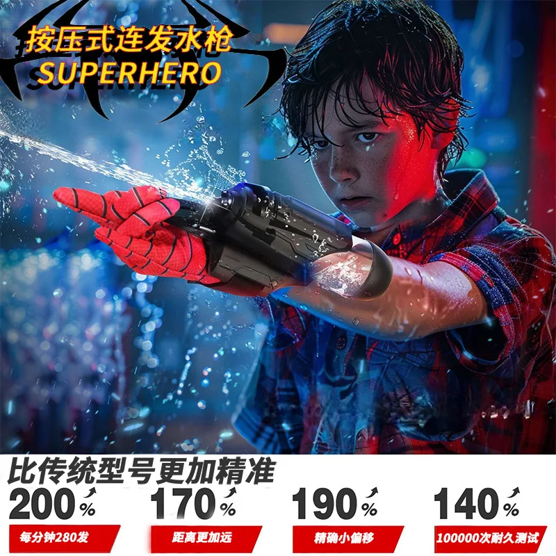 2024 Cross-border Popular Spider Wrist Press Electric Launcher Burst Water Gun Children\'s Wearable Arm Toy Party Props Gifts