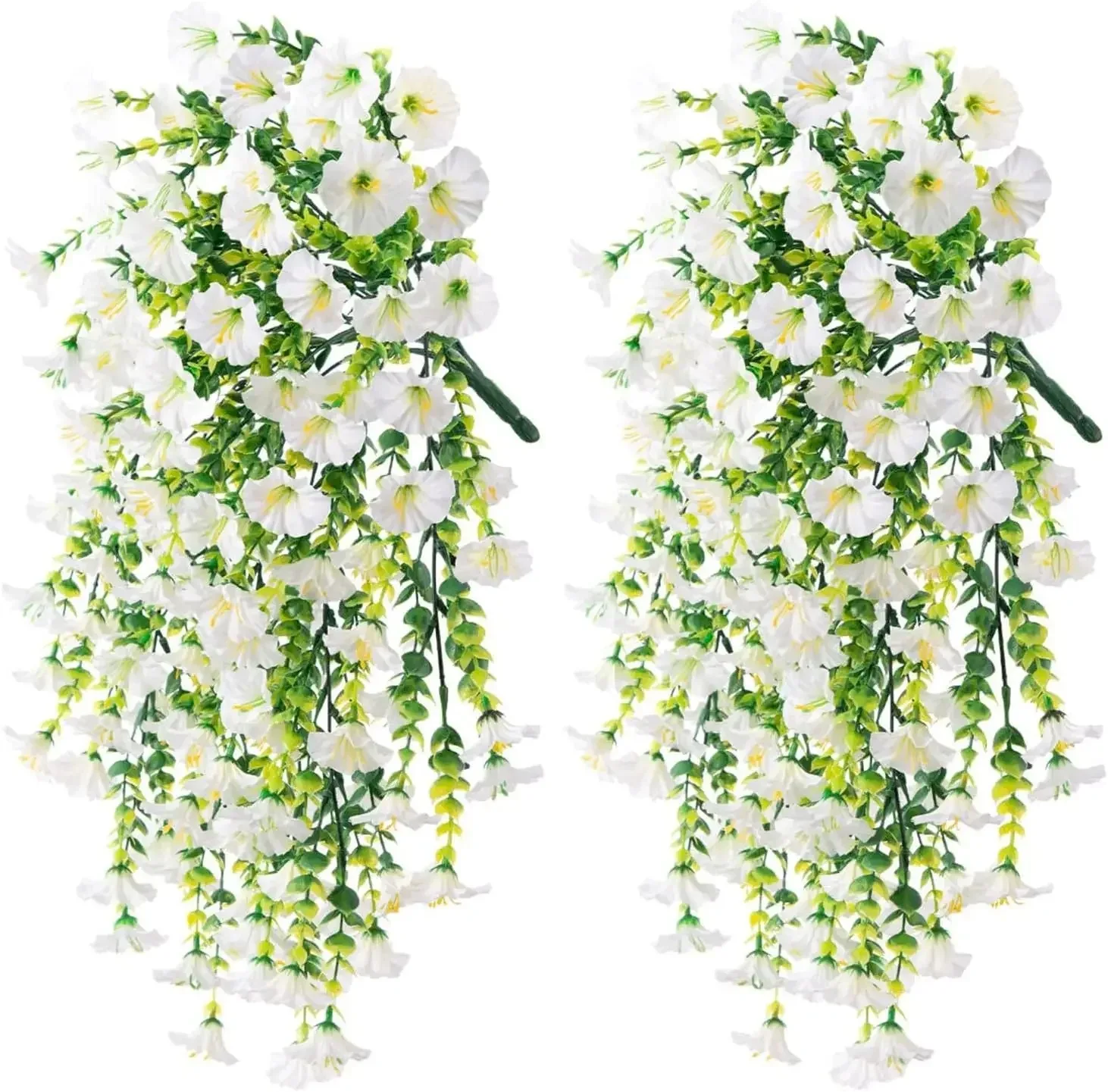 Kunstmatige hangende bloemen planten kunstzijde paars Morning Glory lange wijnstokken UV-bestendig realistisch voor tuinbalkon decor