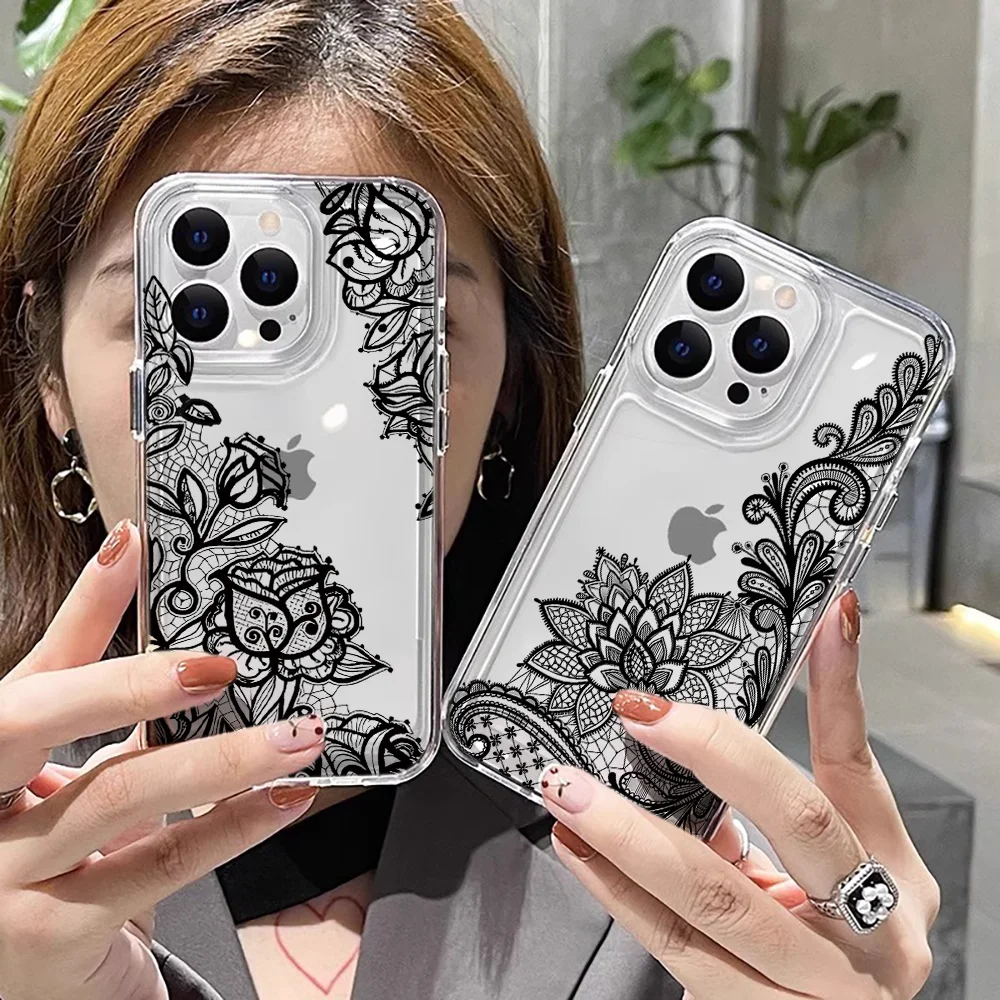 Luxuriöse Spitzen-Mesh-Handyhülle für Xiaomi Mi Lite 5G Ne Xiaomi 12T 13t 14t 15t Pro 17 Pro Max Weiche Rückseite Sturzsichere Schutzhülle – Detail 2