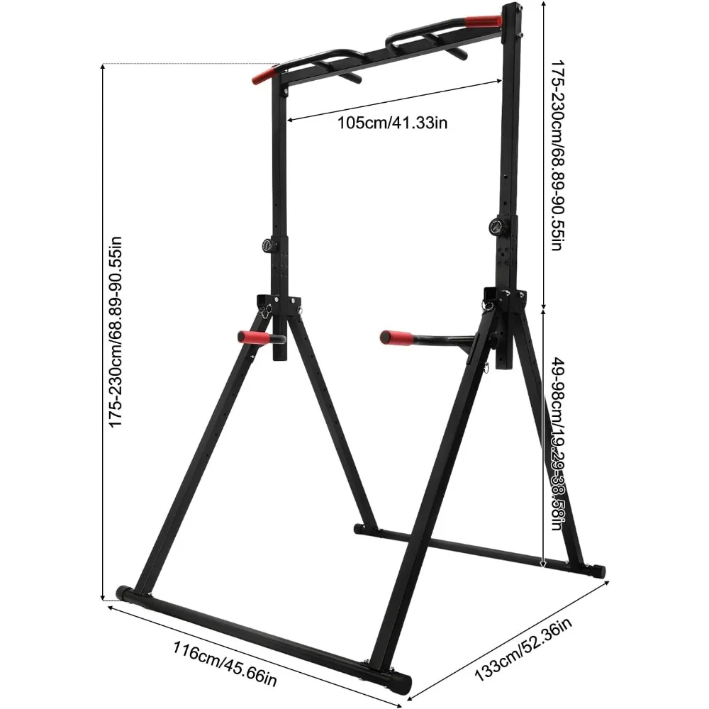 Pembangkit Listrik Lipat Pull-Up Bar Berdiri Bebas Triangular Power Tower Dip Station untuk Pull-Up Bar Push-Up Perut