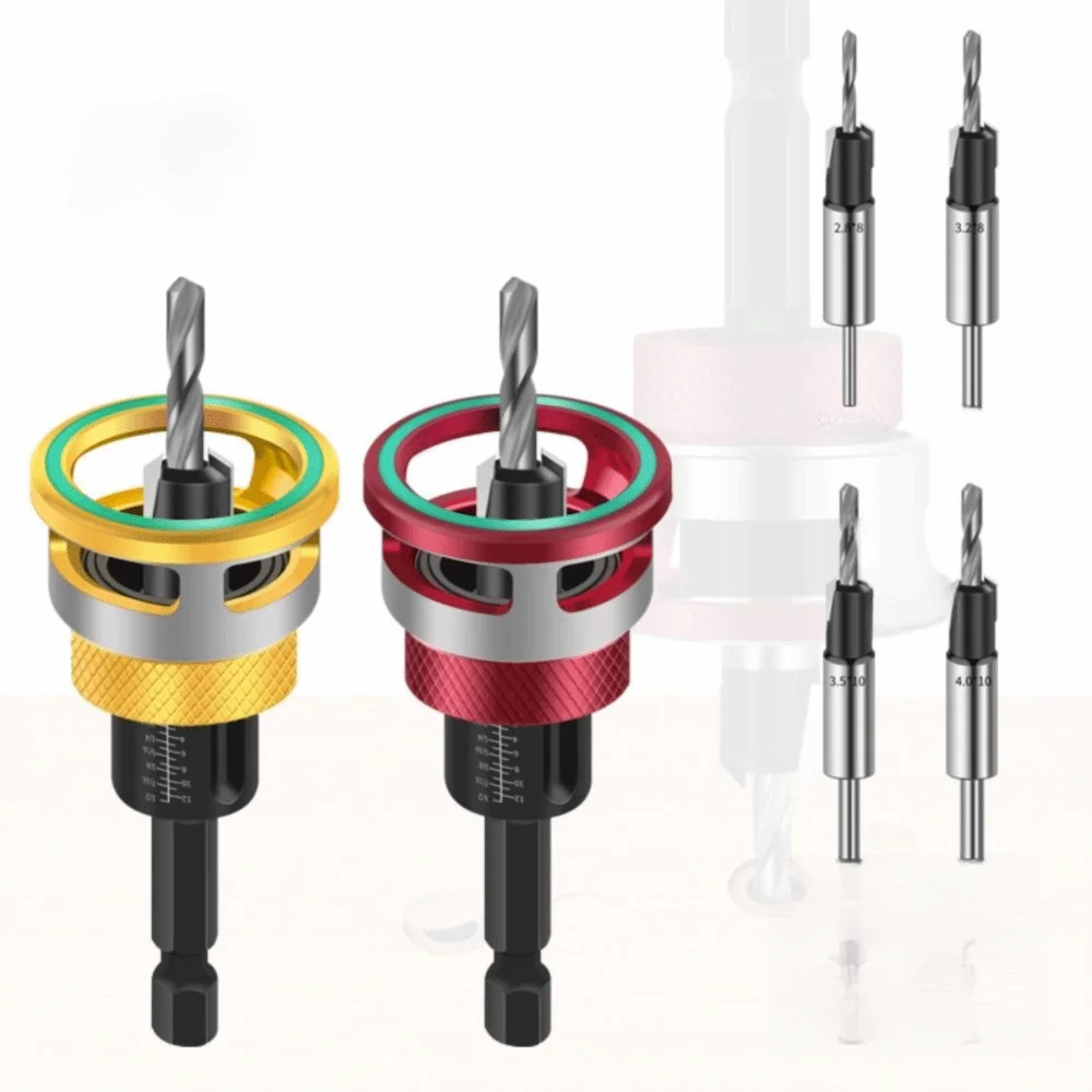 5pcs/box Adjustable Depth Countersink Drill Bit Smooth Drilling Durable Alloy Two-Flute Drill Bit Efficient Drilling