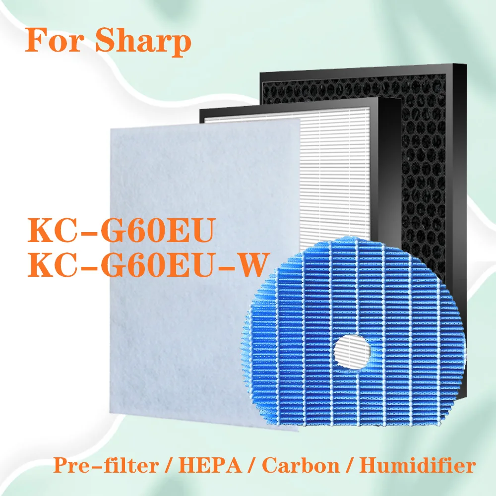 For Sharp Air Purifier KC-G60EU KC-G60EU-W ,FZ-D60HFE FZ-D60DFE FZ-G60MFE Replacement True HEPA and Activated Carbon Filter